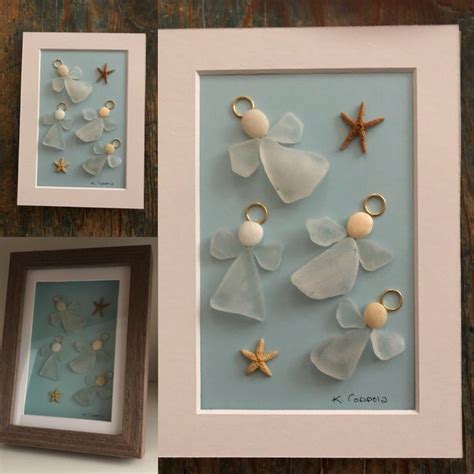 Coastal Chorus Of Angels Sea Glass Art Genuine Etsy In 2021 Sea Glass Art Projects Beach