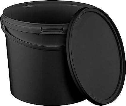 BenBow Seau Avec Couvercle 5L Noir 1x 5 Litre Apte Au Contact