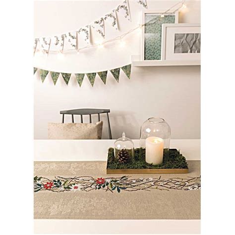 Rico Wreath With Blossoms Table Runner Embroiderycross Stitch Kit