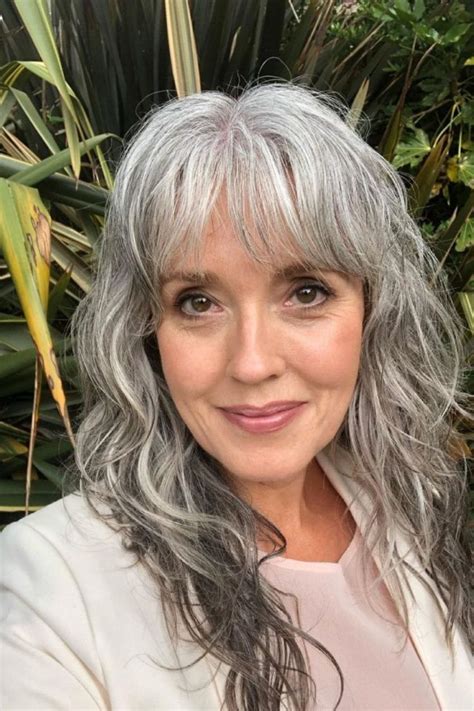 40 Amazing Long Gray Hair Styles To Embrace Your Beauty Grey Hair With Bangs Long Gray Hair