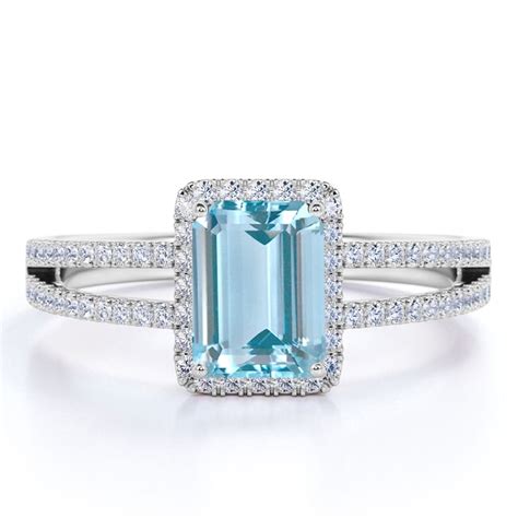 JeenMata 1 75 Carat Emerald Cut Lab Created Aquamarine And Moissanite