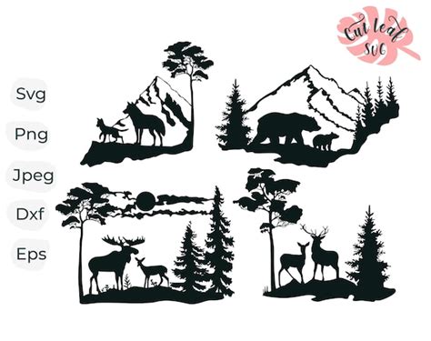 Wildlife Scene Svg Wild Animals Cut File for Laser Dxf Files - Etsy