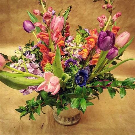 Spring Flower Arrangement Tulips Hyacinth Snapdragons And Anemone