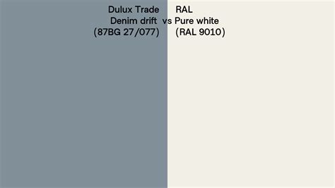 Dulux Trade Denim Drift 87BG 27 077 Vs RAL Pure White RAL 9010 Side