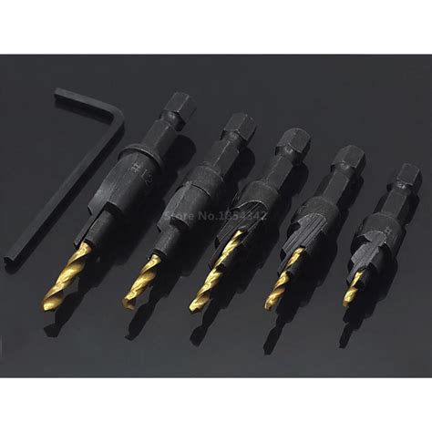 Pcs Set Hss Titanium Countersink Drill Bit Quick Change Hex Shank