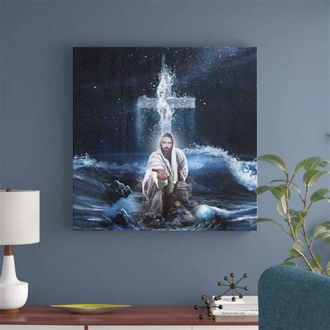 Jesus Outstretched Hands Saves Canvas Wall Art Christian Wall Art The Daisy Shop