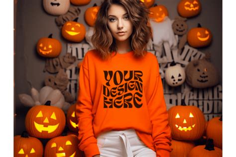 Halloween Orange Sweatshirt Mockup #02 Graphic by LadyAndBuns ...