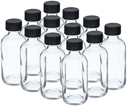 Oz Ml Clear Glass Boston Round Bottles With Screw Top Lid Cap