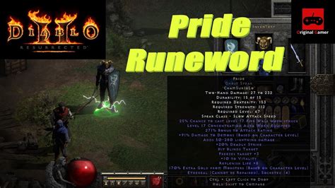 Diablo Resurrected Pride Runeword Youtube