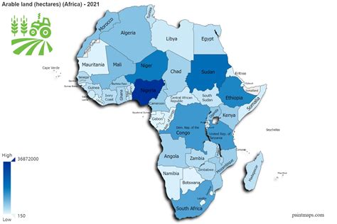 Arable Land Hectares On Africa Map