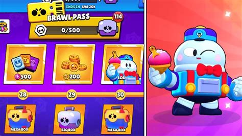 Unlocking The Whole Brawl Pass And I Get Lou And More Brawl Stars Youtube