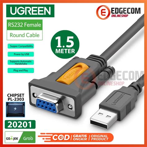 Ugreen Usb To Db9 Rs232 Serial Female Cable 15m 20201 Shopee Singapore