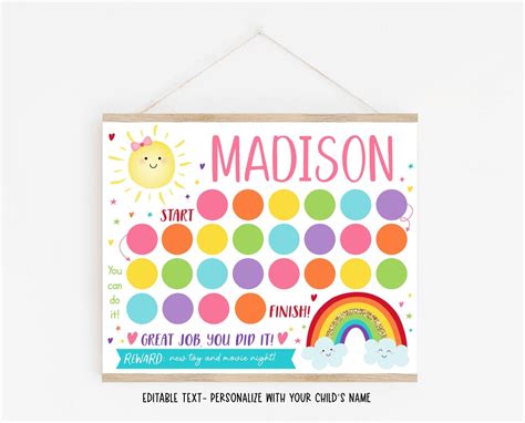 Editable Sunshine Rainbow Reward Chart Rainbow Behavior Chart Pastel Sexiz Pix