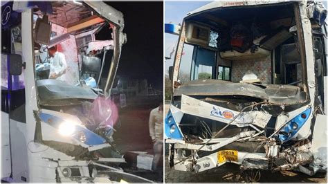 Dewas News इंदौर भोपाल हाइवे पर ट्रक से टकराई बस 11 यात्री घायल 4 गंभीर Dewas News Bus