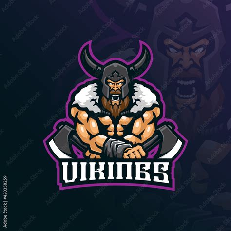 vikings mascot logo design with modern illustration concept style for ...