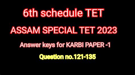 6th Schedule Assam Special TET 2023 Question Paper Solved KARBI Paper