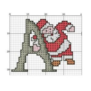 Cross Stitch Fonts, Christmas Alphabet Cross Stitch Pattern, Monogram ...