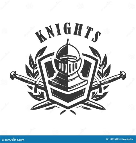 Knights. Emblem Template with Medieval Knight Helmet. Design Element for Logo, Label, Emblem ...