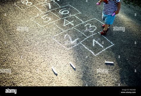 Little Girl Drawn Hopscotch Street Hi Res Stock Photography And Images