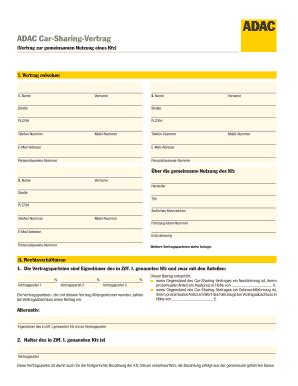 Ausfüllbar Online adac ADAC Car Sharing Vertrag Fax Email Drucken