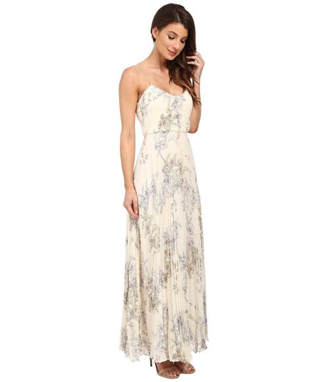 Jill Jill Stuart Spaghetti Strap Crinkle Chiffon Printed Gown