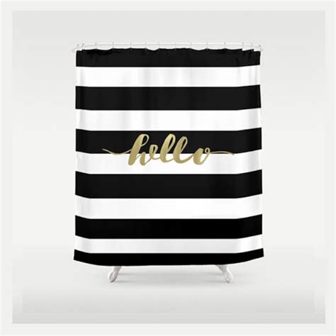 Gold Shower Curtain Black And White Shower Curtain Gold Etsy