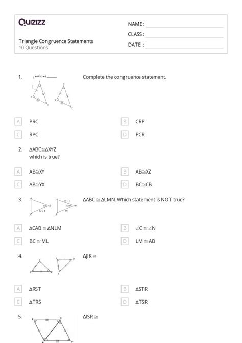 50 Congruence Worksheets For 9th Grade On Quizizz Free And Printable