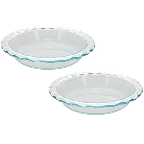 Pyrex 1085800 9 5in Round Fluted Rim Glass Baking Pie Plate 2 Pack