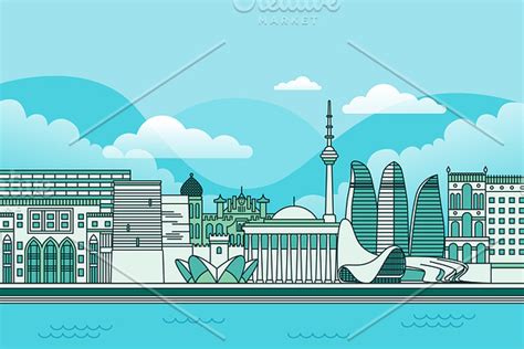 Baku Skyline | Pre-Designed Photoshop Graphics ~ Creative Market