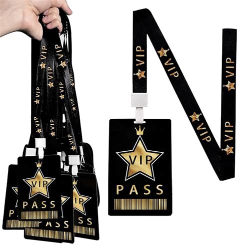 50 Sets Vip Badge Lanyards With Vip Pass Cards Vip Lanyards With Star Black