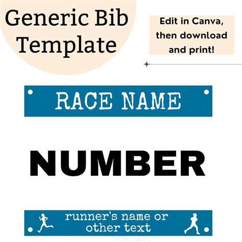 Printable Race Bib Template Editable Running Bib Canva Etsy