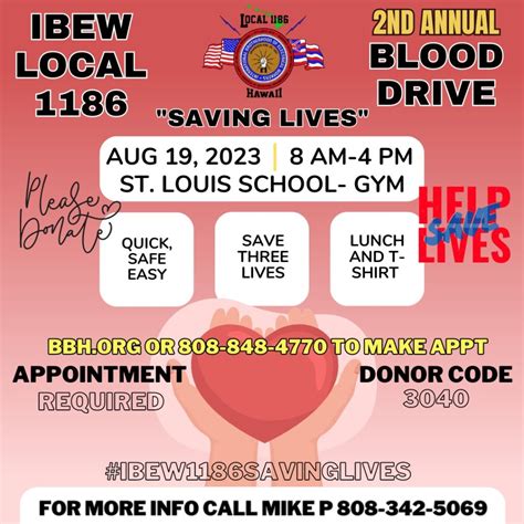 Ibew Local Saving Lives Annual Blood Drive On August At