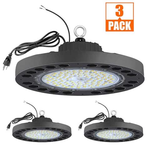 Wyzm 11 In 450 Watt Equivalent Integrated Led Black Ufo High Bay Light 24000 Lumens 5000k