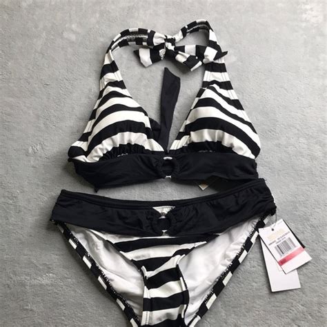 MICHAEL Michael Kors Swim Michael Kors Black White Stripe Bikini Xs New Poshmark