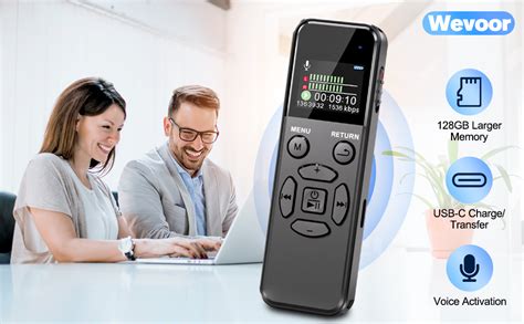 128gb Digital Voice Recorder Wevoor 1536kbps Audio Recorder With Usb C Charge And 576 Hours