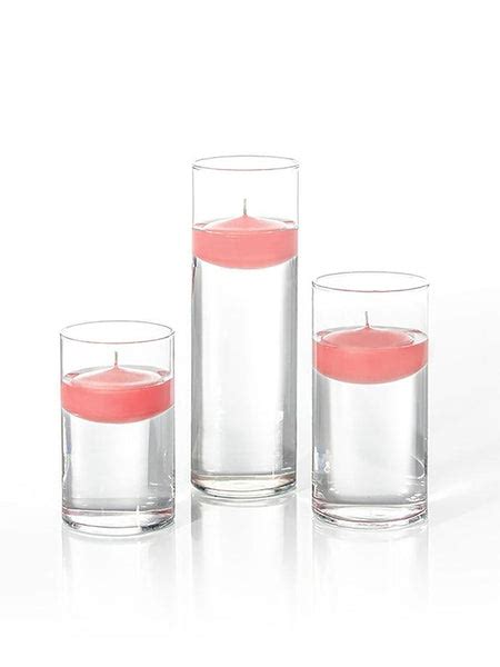 3 Floating Candles And Cylinder Vases Set Of 36 Yummicandles