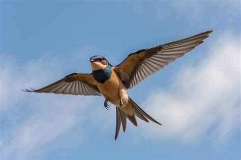 Premium Photo A Barn Swallow Flying Wings Spread