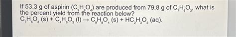 Solved If G Of Aspirin C H O Are Produced From Chegg