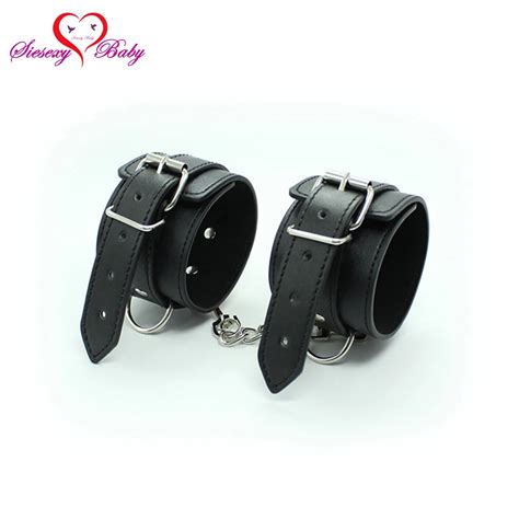 Black Faux Leather Handcuffs Restraints Sex Bondage Restraint Half