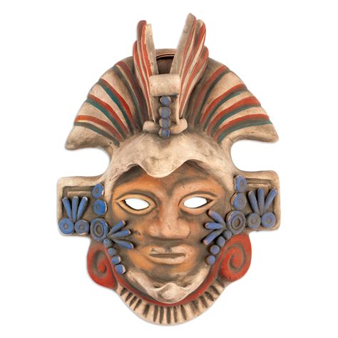 Unicef Market Handcrafted Mexican Ceramic Aztec Eagle Warrior Mask