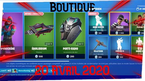 BOUTIQUE FORTNITE Du 20 Avril 2020 SHOP FORTNITE April 20 2020