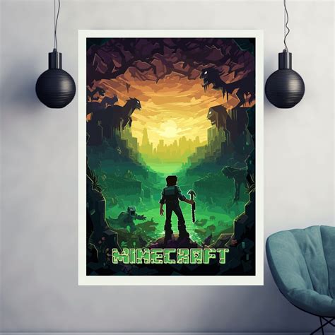 Minecraft Poster Gaming Room Poster Minimalist Gaming Poster Gaming