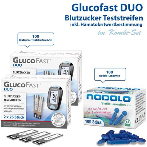 Glucofast Duo X Blutzucker Teststreifen Und Nodolo Lanzetten Im