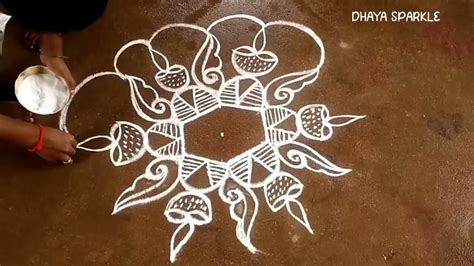 Purattasi Kolam Sangu Kolam Sangu Kolam With Dots Shanku Muggulu Easy