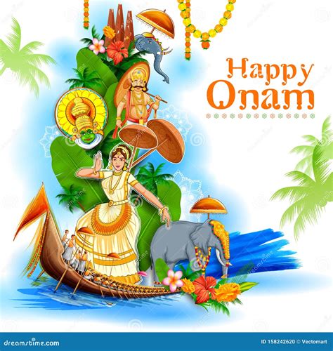 Colorful Holiday Banner Background For Happy Onam Religious Festival Of