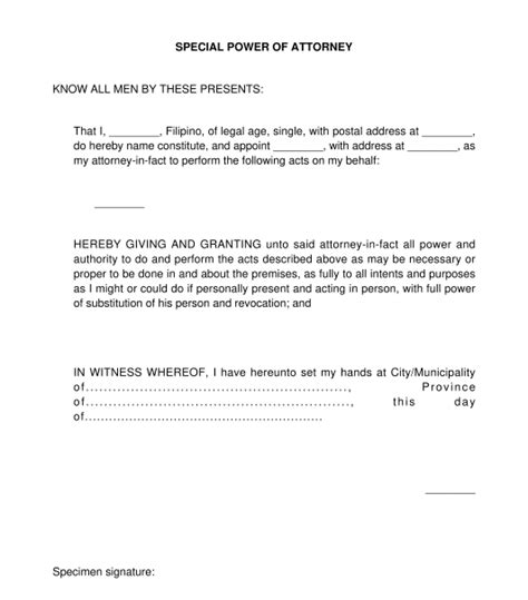 Special Power Of Attorney Form Philippines The Hidden Agenda Of Special Power Of Attorney Form