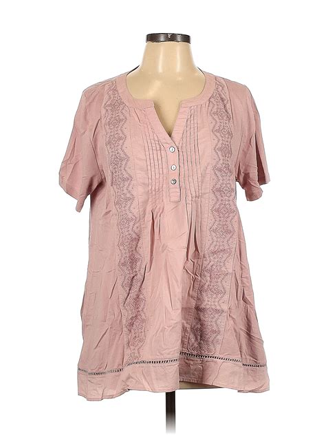 Logo By Lori Goldstein Pink Short Sleeve Top Size L 68 Off Thredup