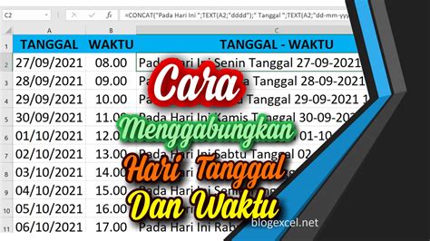 Cara Menggabungkan Hari Tanggal Dan Waktu Di Excel Dengan Mudah