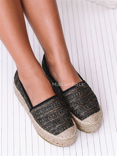 Espadryle Na Platformie Lady Laki Czarne