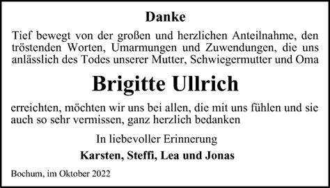 Traueranzeigen Von Brigitte Ullrich Trauer In NRW De